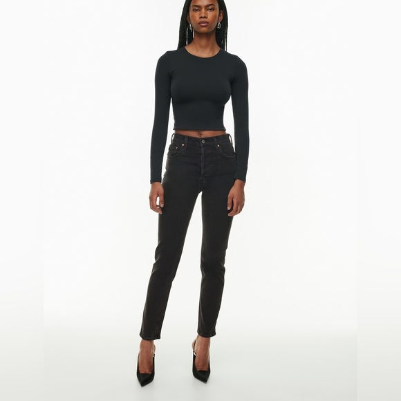 Aritzia Denim forum yoko high rise slim Stylish Black Denim Jeans - Picture 1 of 7